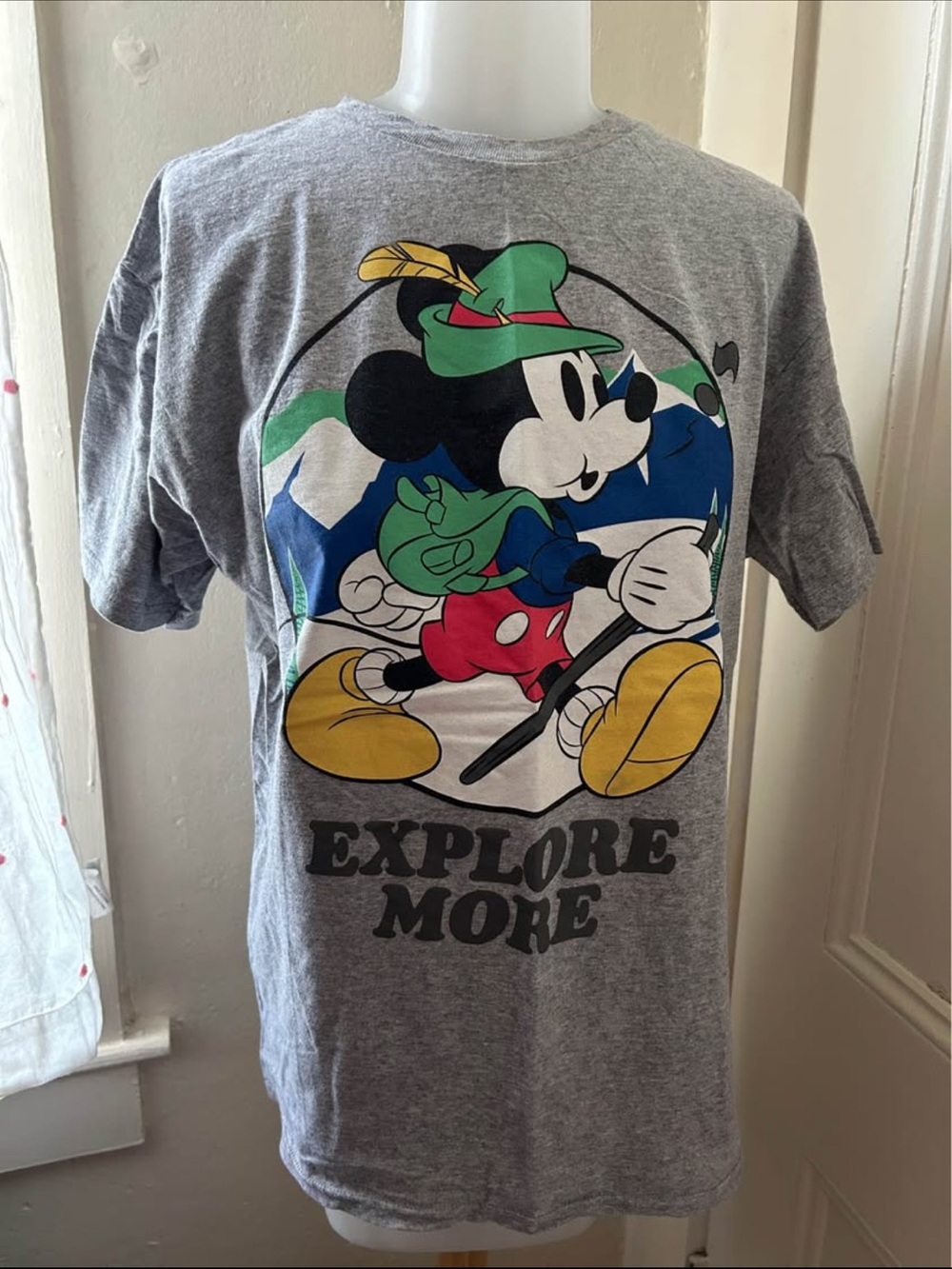 Disney Gray 'Explore More' Mickey Hiking Graphic Tee
